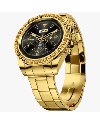 FIRE-BOLTT Blizzard Ultra Smartwatch with Bluetooth Calling (32.5mm HD Display, Water Resistant, Gold Strap)